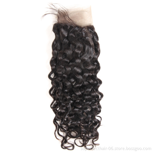 Factory Raw Virgin Indian Human Hair Bundles Water wave Hair waving with13*4 Lace Frontal